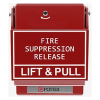 Potter 1000403-10 RMS-1T-Wallplate Fire Suppression Station, White Text, Red