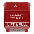 Potter 1000644-28 RMS-6T-EXP-WP-LP Explosion Proof Pull Station, EMERGENCY LIFT and PULL Label, White Text, Red