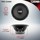 PRO-ZXI 8" Mid-Range Loudspeaker With Neodymium/Ferrite Magnets 350 Watts Rms 8-Ohm - detail view | Silarius