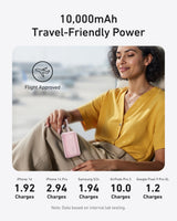 Anker Zolo Power Bank (10K, 30W) with a 5.4-inch (13.7 cm) built-in USB-C cable. - detail view | Silarius
