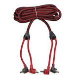 100% OFC Ultra Flex 2-Channel RCA with 90 Degree Ends, Dual Twist Wire, Red Braided Jacket - 16 ft - front view | Silarius