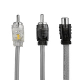 Level 2 RCA 100% Copper OFC Y Connector 1 FEMALE to 2 MALE - SILVER - angle view | Silarius