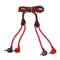 100% OFC Ultra Flex 2-Channel RCA with 90 Degree Ends, Dual Twist Wire, Red Braided Jacket - 3 ft - front view | Silarius