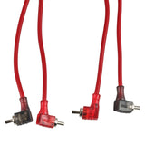 100% OFC Ultra Flex 2-Channel RCA with 90 Degree Ends, Dual Twist Wire, Red Braided Jacket - 3 ft - side view | Silarius