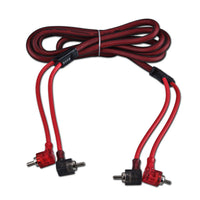 100% OFC Ultra Flex 2-Channel RCA with 90 Degree Ends, Dual Twist Wire, Red Braided Jacket - 6 ft - front view | Silarius