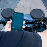 Motorcycle Handlebar Mounted Bluetooth Speaker System with Neodymium Magnet - side view | Silarius