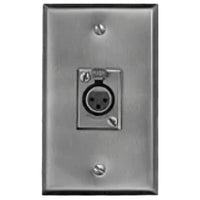 Switchcraft J3FS 1 Gang XLR Wall Plate Pre-Loaded with (1) Rectangular 3-Pin XLR Female Connector, Stainless Steel