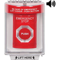 STI SS2041ES-EN Turn-to-Reset Stopper Station with Horn, Flush, Indoor / Outdoor, EMERGENCY STOP Label in English, Red