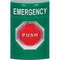 STI SS2102EM-EN No Cover Key-to-Reset (Illuminated) Stopper Station, EMERGENCY Label English, Green