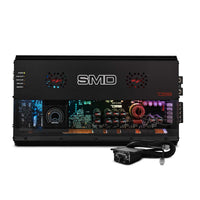 SMD 5-Channel Amplifier with VM-1 Voltmeter and Digital LED Lights 4 x 250W at 2-Ohm Class AB + 1 ... - front view | Silarius