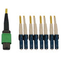 Tripp Lite N390X-02M-8L-AP 400G Singlemode 9/125 OS2 Switchable Fiber Optic Cable, 12F MTP/MPO-APC to 4x Duplex LC/UPC F/M, LSZH, 2m (6.6'), Yellow