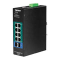 TRENDnet TI-PG102I 10-Port Industrial Gigabit L2 Managed PoE+ DIN-Rail Switch, 24-57V