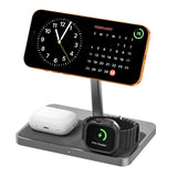 ZIKE Z557C 3-in-1 Qi2 & MFW Magnetic Wireless Charging Stand - detail view | Silarius