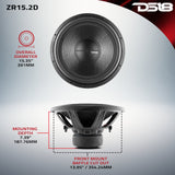 ZR 15' Subwoofer 750 Watts Rms DVC 2-Ohm - detail view | Silarius