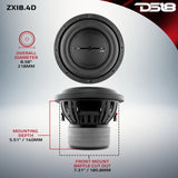ZXI 8' High Excursion Subwoofer Quad Stacked Magnets | 600W RMS DVC 4-Ohm - detail view | Silarius