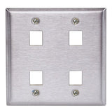 Hubbell SSF204 Wall Plate, SS, 2-Gang, 4-Port