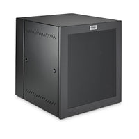 Hubbell HLQ48 QuadCab Wall Mount Cabinet, Light Duty, 25 Rack Units, 24" Deep, Window Door, Black