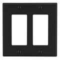 Hubbell PJ262BK 2-Gang Decora Wall Plate, Black