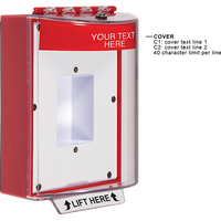 STI STI-13410CR Universal Stopper Dome Cover Back Box Sealed Mounting Plate and Hood, Custom Label, Red