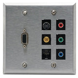 Hubbell SSF204 Wall Plate, SS, 2-Gang, 4