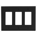 Hubbell PJ263BK 3-Gang Decorative Wall Plate, Black