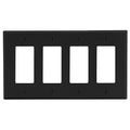 Hubbell PJ264BK Wall Plate, 4-Gang Decora, Black
