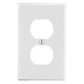 Hubbell P8W Wall Plate, 1-Gang Duplex Outlet, White