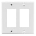 Hubbell P262W 2-Gang Decora Wall Plate, White