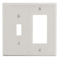 Hubbell PJ126LA Mid-Size 2-Gang Wallplate for Toggle Switch and Decora Outlet, Light Almond