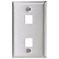 Hubbell SSF12 Wall Plate, SS, 1-Gang, 2-Port