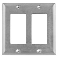 Hubbell SS262L 2-Gang GFCI Outlet Wall Plate, 430 Stainless Steel