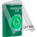 STI SS2127EX-EN Stopper Station Weather-Resistant Momentary Emergency Exit Push Button with Protective Shield, Green
