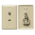 Hubbell NS748I Single Gang 6-Conductor Plates with F Connector, Jack, 6-Conductor, Screw Terminal, Electric Ivory