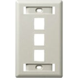 Hubbell IFP13OW Single-Gang Keystone Wall Plate, 3-Port, Light Almond/Office White