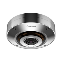 Hanwha XNF-9010RS/KUS Series 12MP IR Fisheye IP Camera, 1.08mm Fixed Lens, Stainless Steel, TAA Compliant