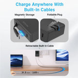 Gitryin Retractable Travel Adapter 5-in-1 Charger - detail view | Silarius