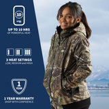 Shadow Women's Heated Hunting Hoodie - Available in Mossy Oak and Real Tree - detail view | Silarius