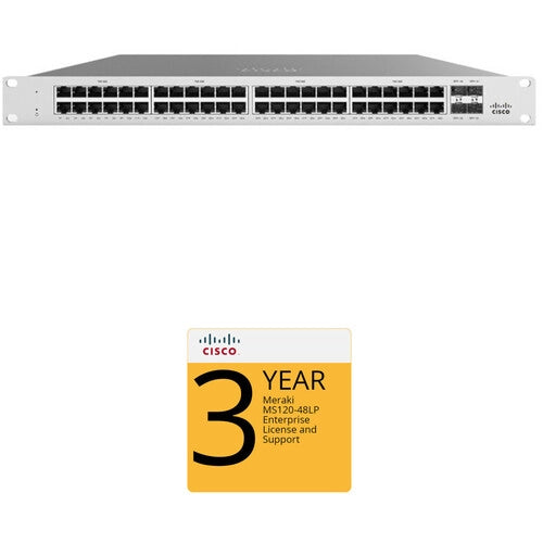 Cisco MS120-48LP Access Switch with 3-Year Enterprise License and Support