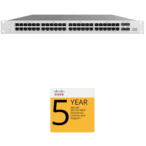 Cisco MS120-48LP Access Switch with 5-Year Enterprise License and Support