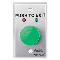 Alarm Controls TS-1LATCHRED Request to Exit Station, Labeled "PUSH TO EXIT", Stainless Steel