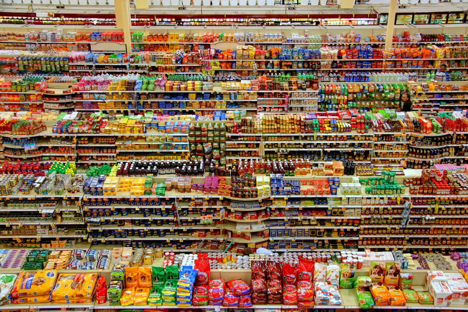 Retail store aisle viewed from above