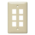 Hubbell NSP16I Plate, Wall, Label-Less, 1-Gang, 6-Port, Electric Ivory