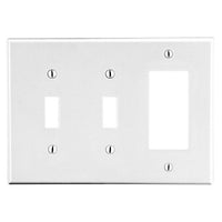 Hubbell P226W 3-Gang Wall Plate for 2 Toggle Switches and 1 Decorator-Style Device, White