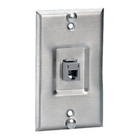 Hubbell SPUR Wall Plate, USOC 1-Gang 1-Port Recessed, Stainless Steel
