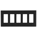 Hubbell P265BK 5-Gang Decora Wall Plate, Black