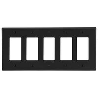 Hubbell P265BK 5-Gang Decora Wall Plate, Black