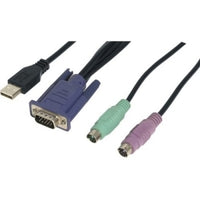 Middle Atlantic PS2/USB-4C PS2 Series Rack Mount LCD Keyboard Cable, PS/2 Keyboard with Touchpad, USB Cable, 4-Pack