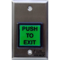 Alarm Controls by ASSA ABLOY TS-2ENTER Alarm Controls TS-2ENTER Request to Exit Station, 2" Green Square Push Button, "PUSH to ENTER", Single Gang, 430 Stainless Steel