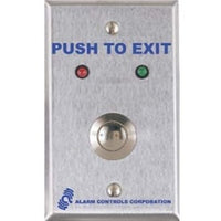 Alarm Controls by ASSA ABLOY TS-10302 Alarm Controls TS-10302 Vandal Resistant Request-to-Exit Station, Red and Green LED, Weatherproof, Single Gang, 430 Stainless Steel