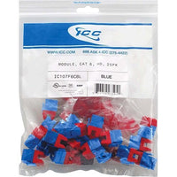 ICC IC107L6CBL CAT6 RJ45 Keystone Jack, EZ Style, 25-Pack, Blue